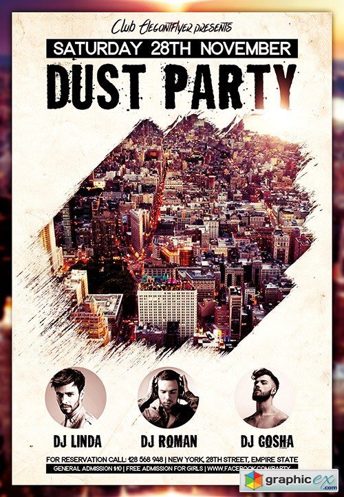Dust Party Flyer PSD Template + Facebook Cover