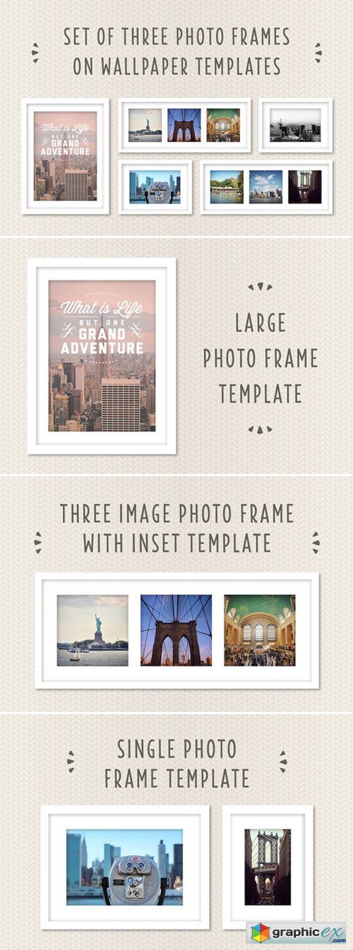 Photo Frames on Wallpaper Template