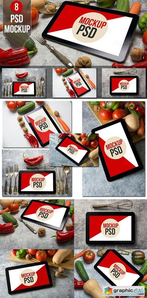 PSD Mockup tablet food