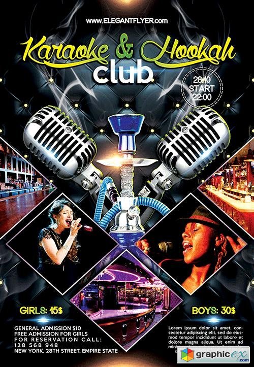 Karaoke and Hookah Club Flyer PSD Template + Facebook Cover