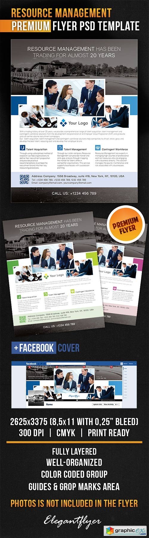 Resource Management Flyer PSD Template + Facebook Cover