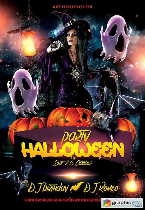 Halloween party Flyer PSD Template + Facebook Cover