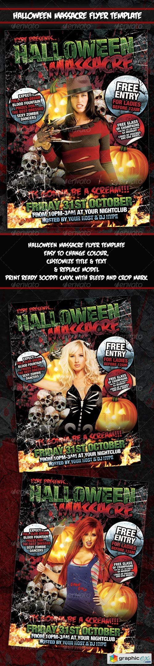 Halloween Massacre Flyer Poster Template