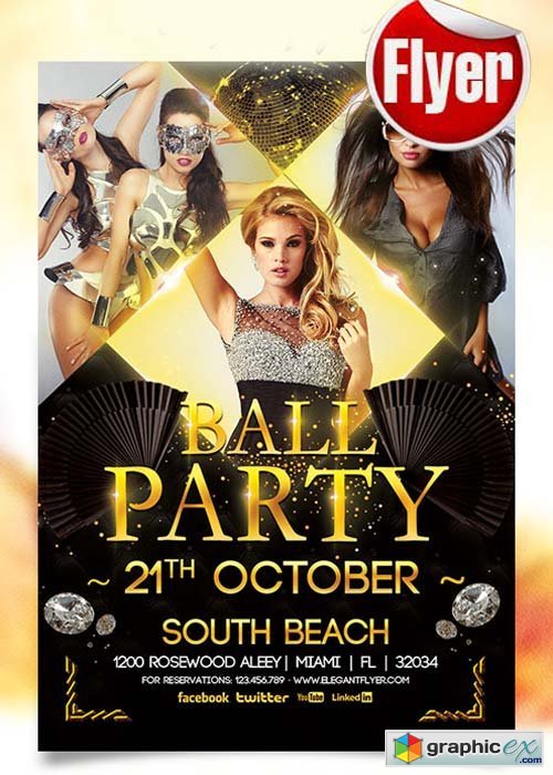 Ball Party Flye Template + Facebook Cover