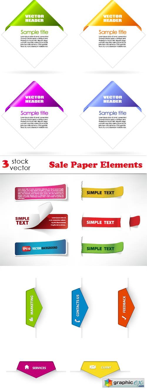  Vectors - Sale Paper Elements 