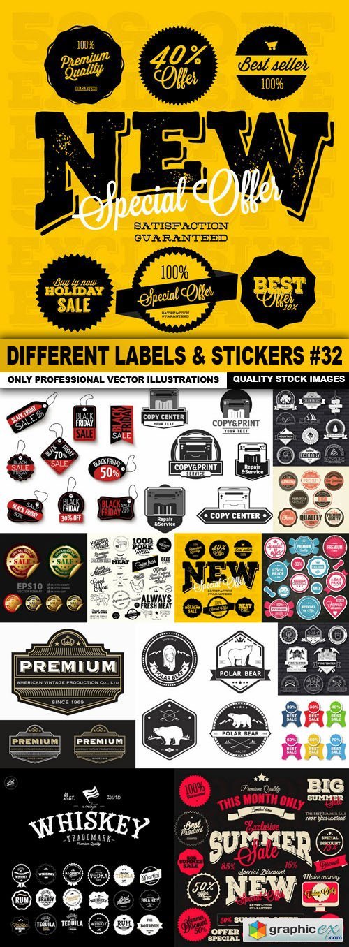 Different Labels & Stickers #32 - 14 Vector