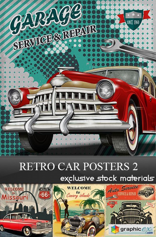 Retro Car Posters #2, 25xEPS