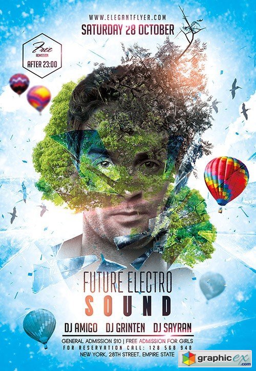 Future Electro Sound Flyer PSD Template + Facebook Cover