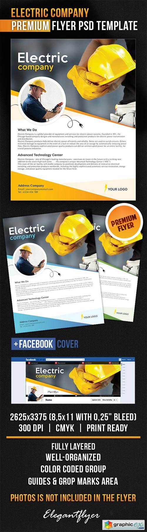 Electric Company Flyer PSD Template + Facebook Cover