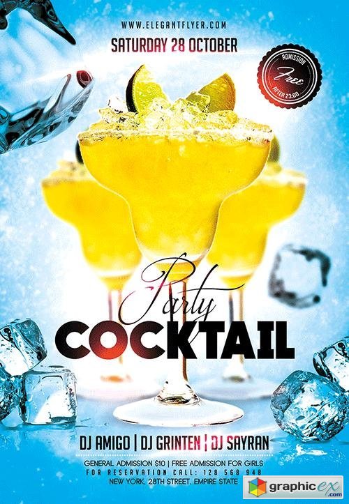 Cocktail Party 3 Flyer PSD Template + Facebook Cover