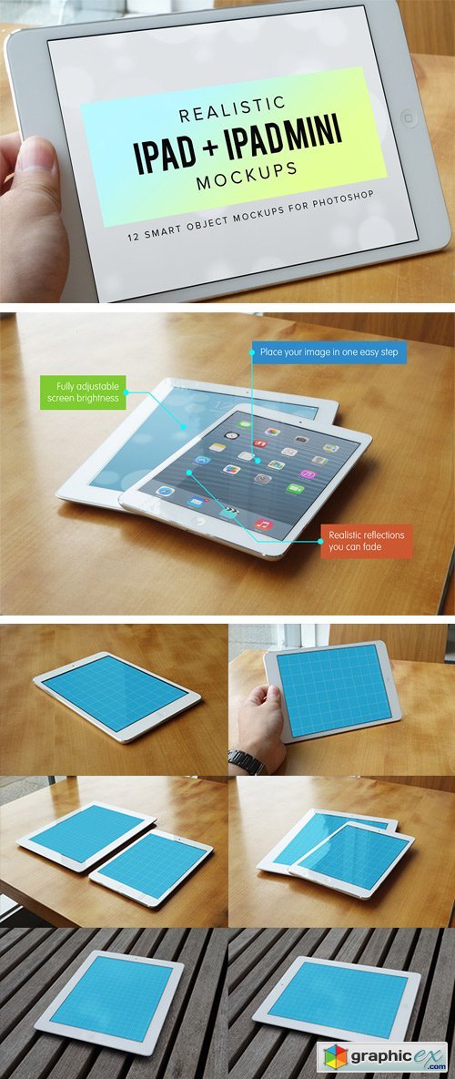 Realistic iPad & iPad Mini Mockups