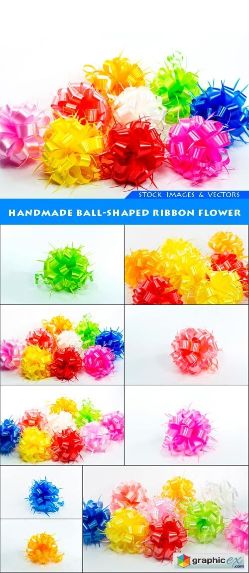 Handmade ball-shaped ribbon flower 9X JPEG