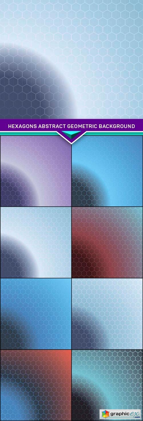 Hexagons Abstract geometric Background 8x EPS