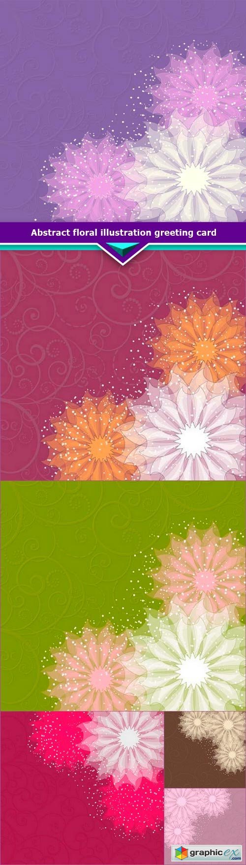 Abstract floral illustration greeting card 6x EPS