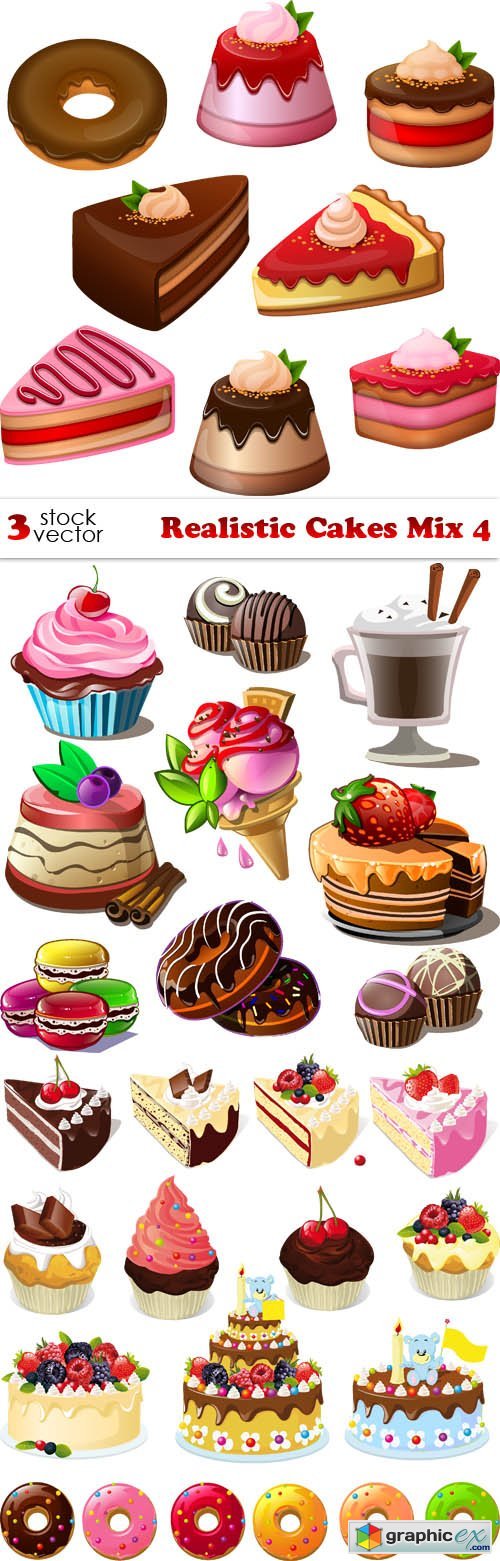 Vectors - Realistic Cakes Mix 4