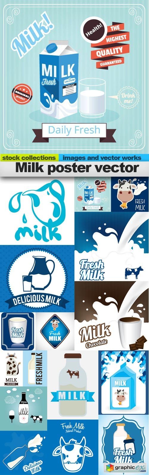 Milk poster vector, 15 x EPS