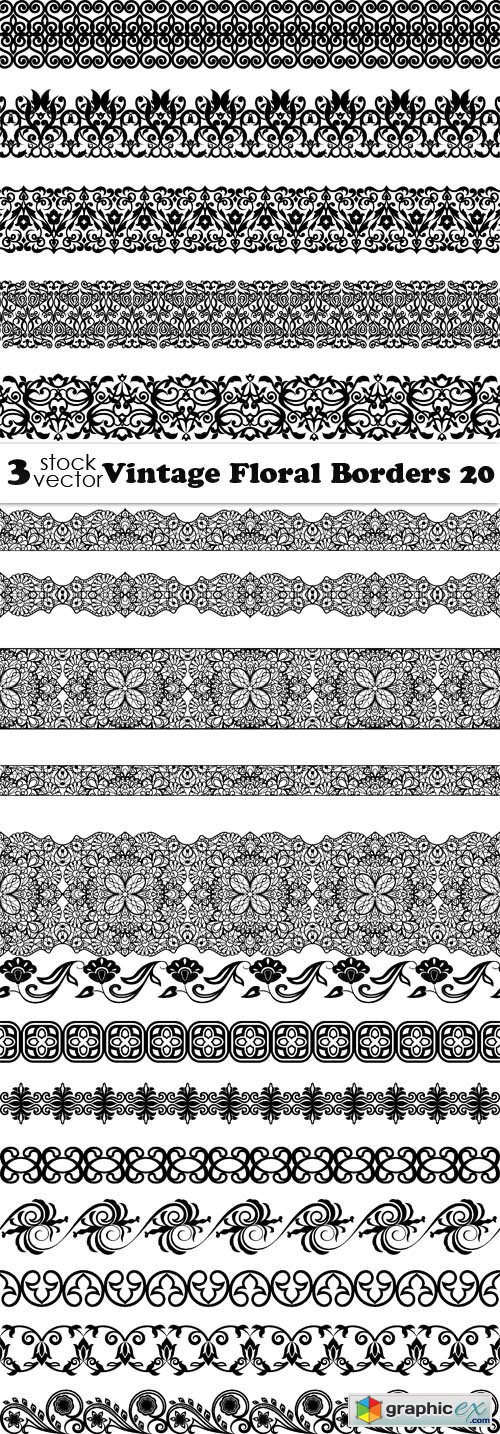  Vectors - Vintage Floral Borders 20 