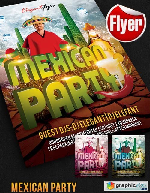 Mexican Party - Free Flyer PSD Template + Facebook Cover