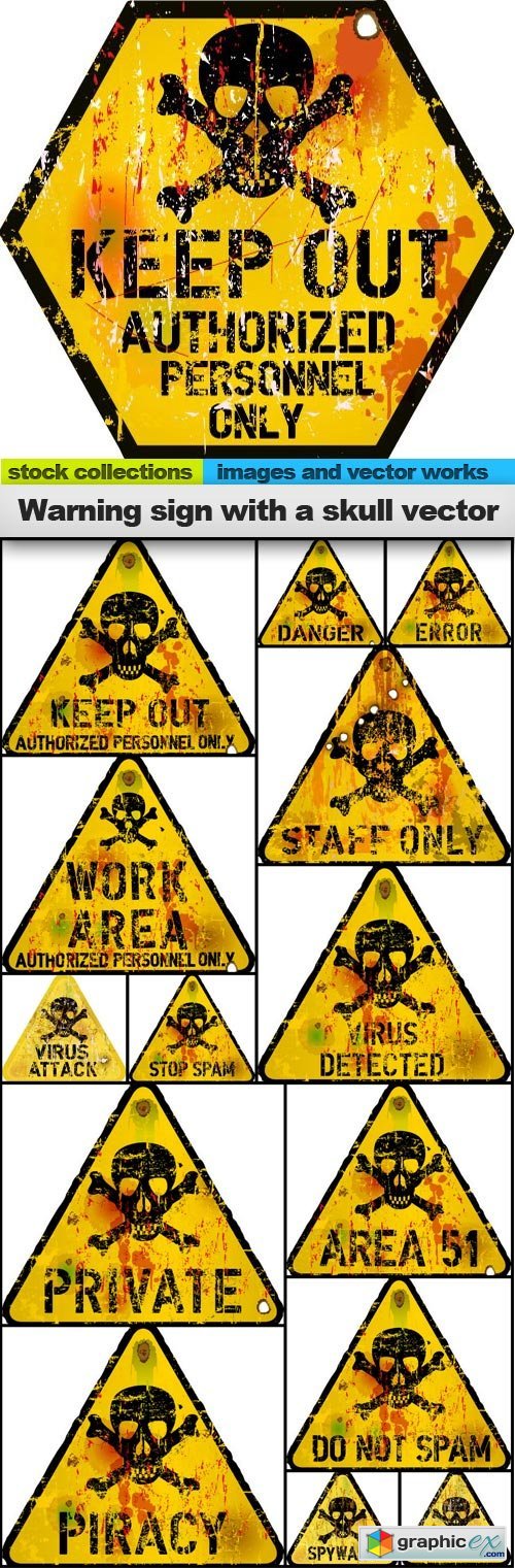 Warning sign with a skull vector, 15 x EPS