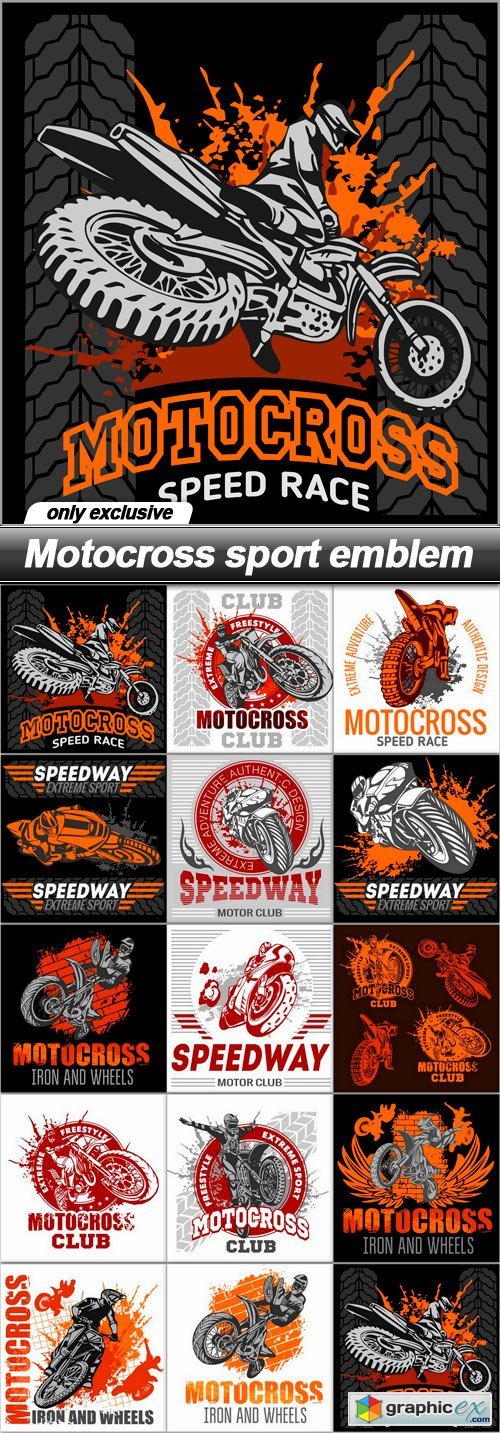 Motocross sport emblem - 14 EPS