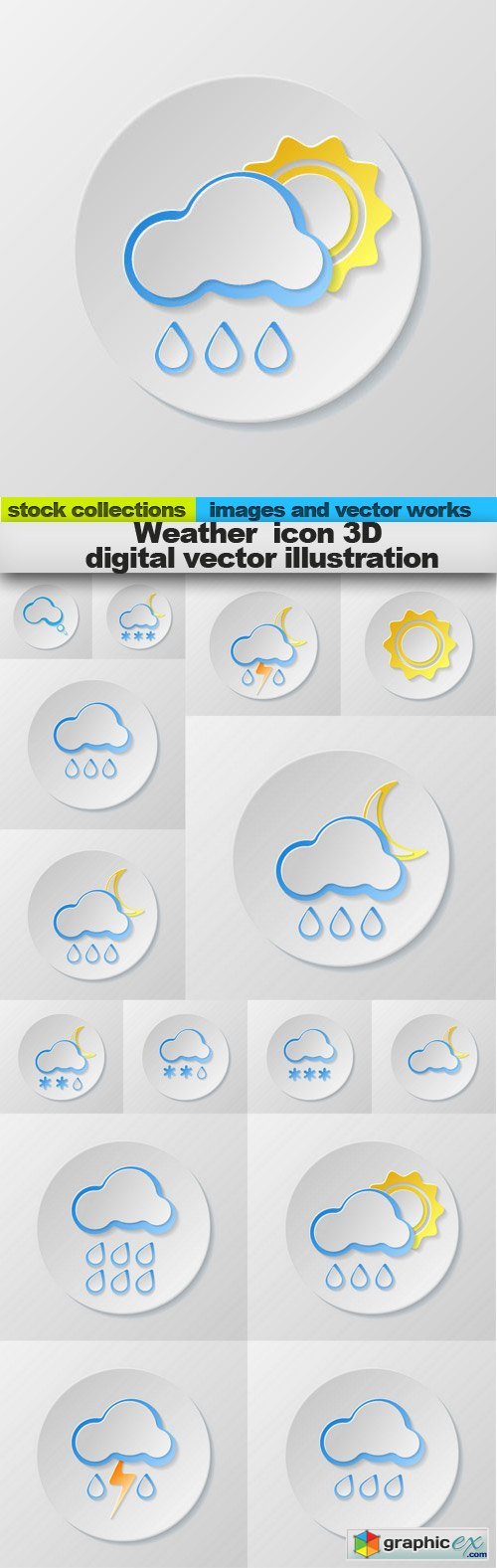 Weather icon 3D digital illustration, 15 x EPS