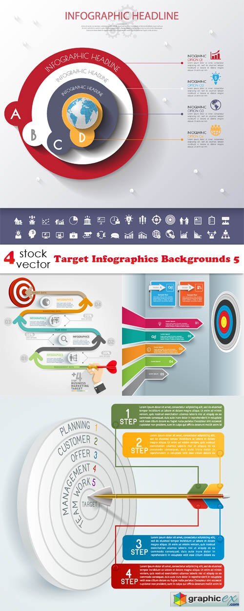 Vectors - Target Infographics Backgrounds 5