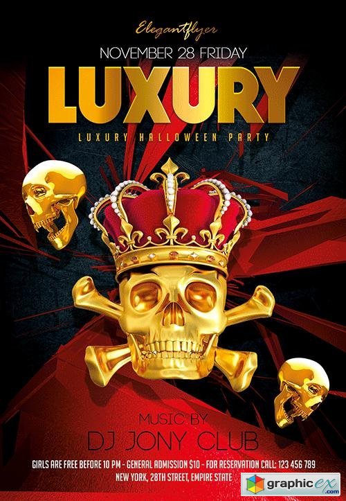 Luxury Halloween Party Flyer PSD Template + Facebook Cover