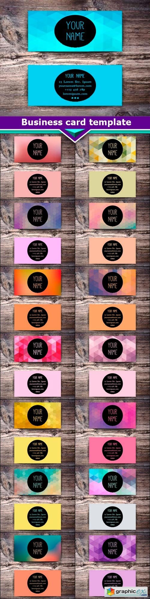 Business card template 15x EPS