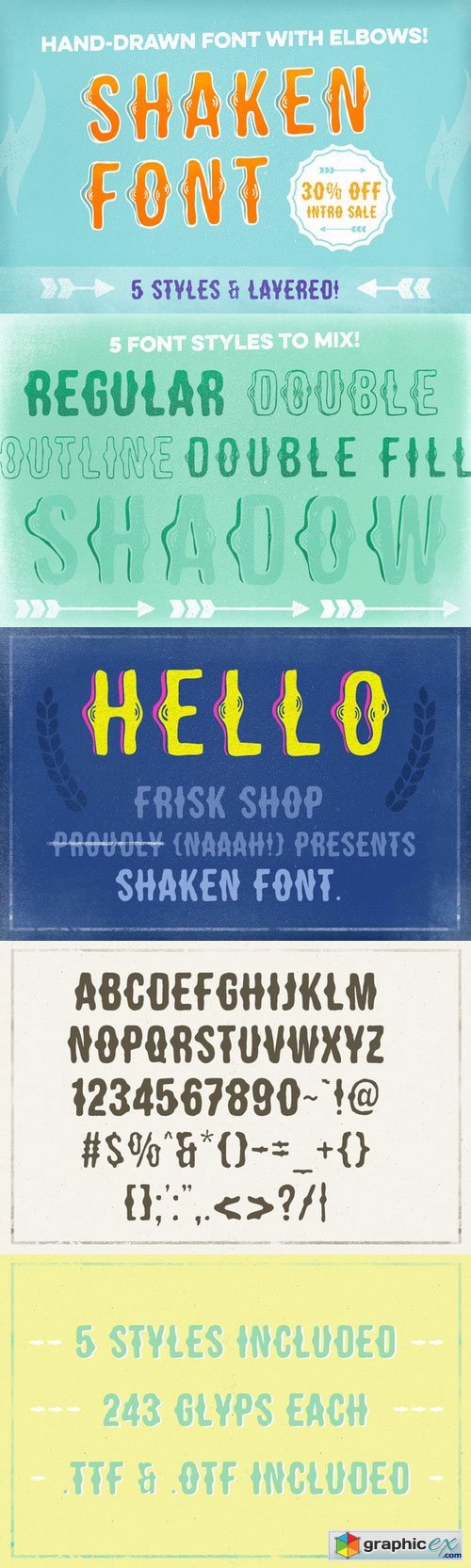 Shaken Font 5 Styles