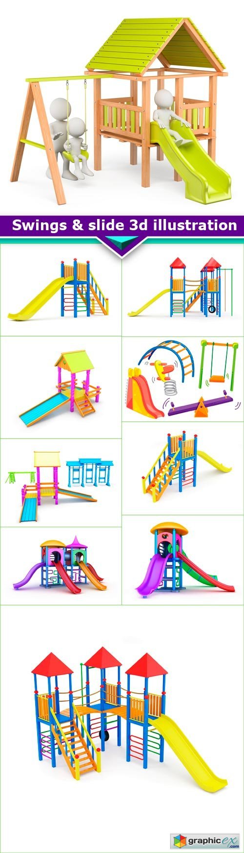 Swings & slide 3d illustration 10x JPEG