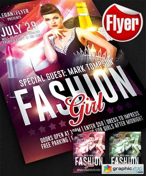Fashion Girl Flyer Template + Facebook Cover