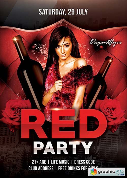 Red Party - Free Flyer PSD Template + Facebook Cover