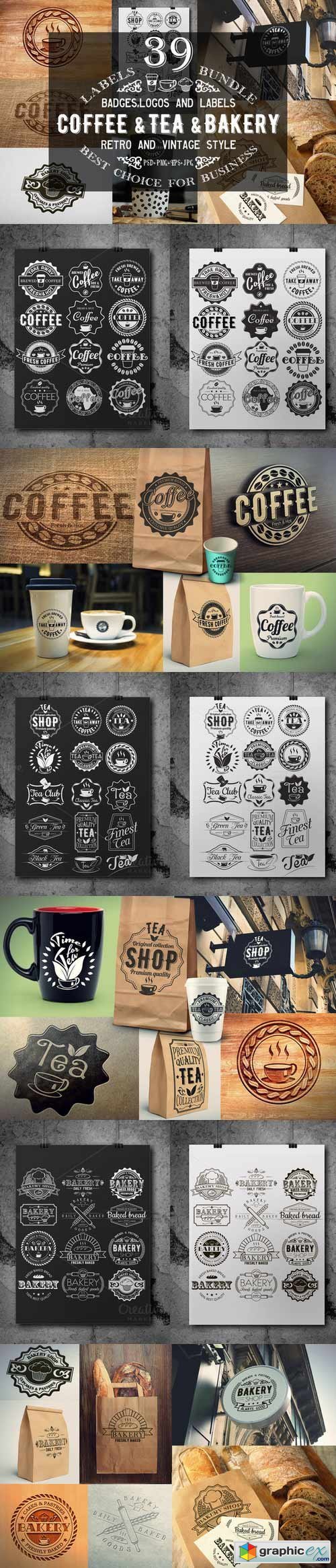 39 Coffee,Tea and Bakery logo bundle