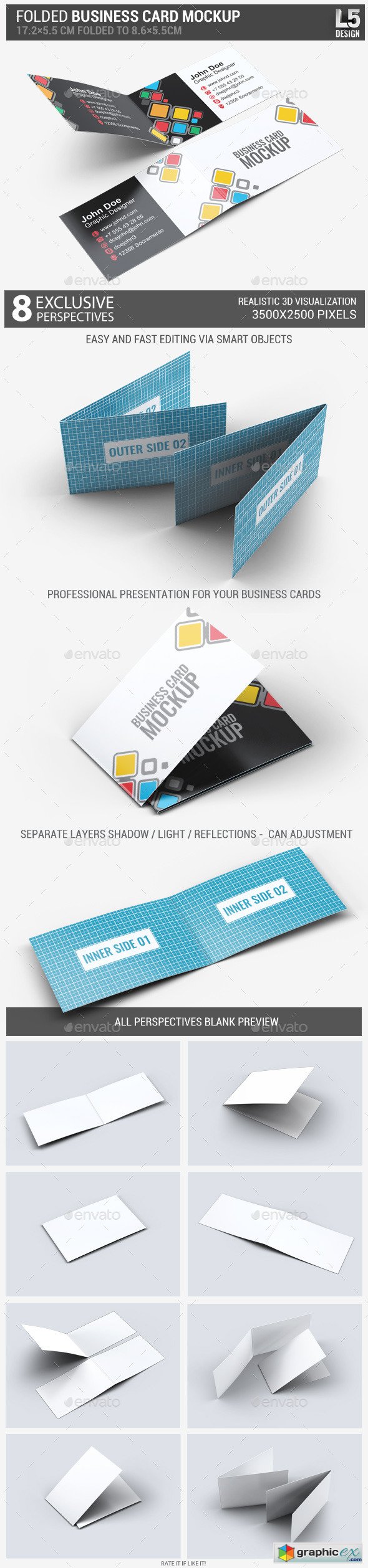Folded Business Card Mock-Up