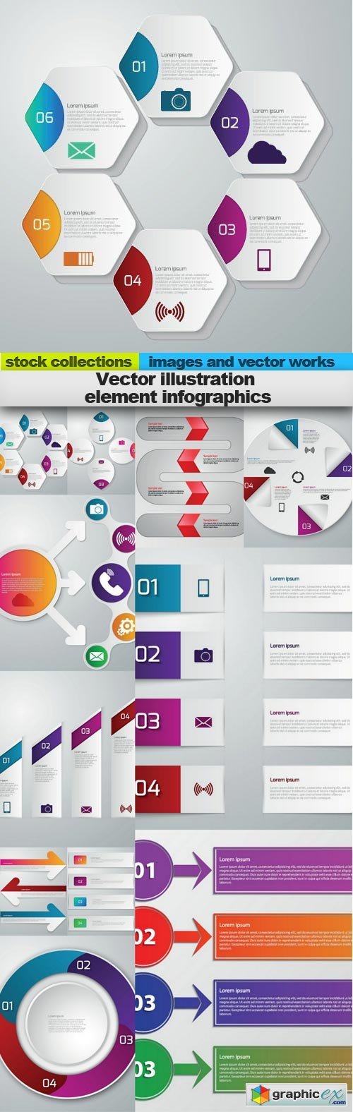 Vector illustration element infographics, 12 x EPS