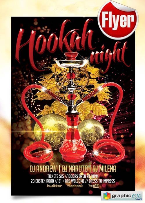 Hookah Night Flyer Template + Facebook Cover