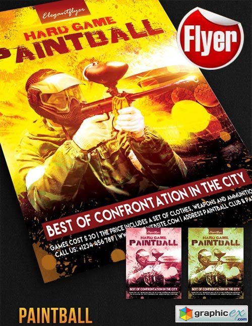 Paintball Flyer Template + Facebook Cover