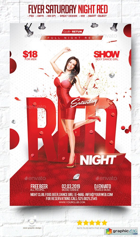 Flyer Saturday Night Red