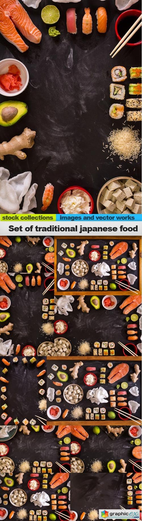 Set of traditional japanese food, 10 x UHQ JPEG