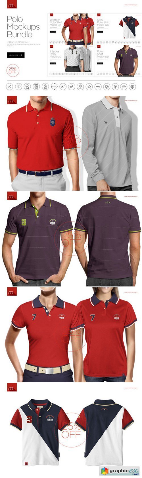 Polo Shirt Mock-ups Bundle 4in1