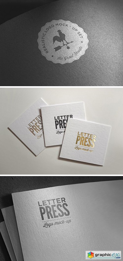 Logo Mock-Ups - Golden, Silver and Classic Letterpress