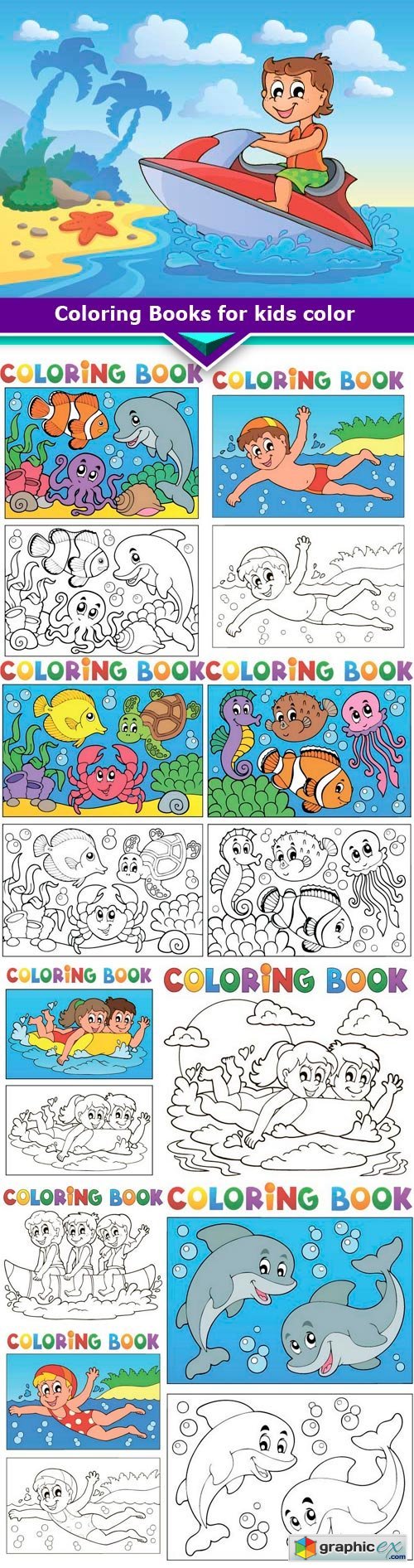 Coloring Books for kids color 10x EPS