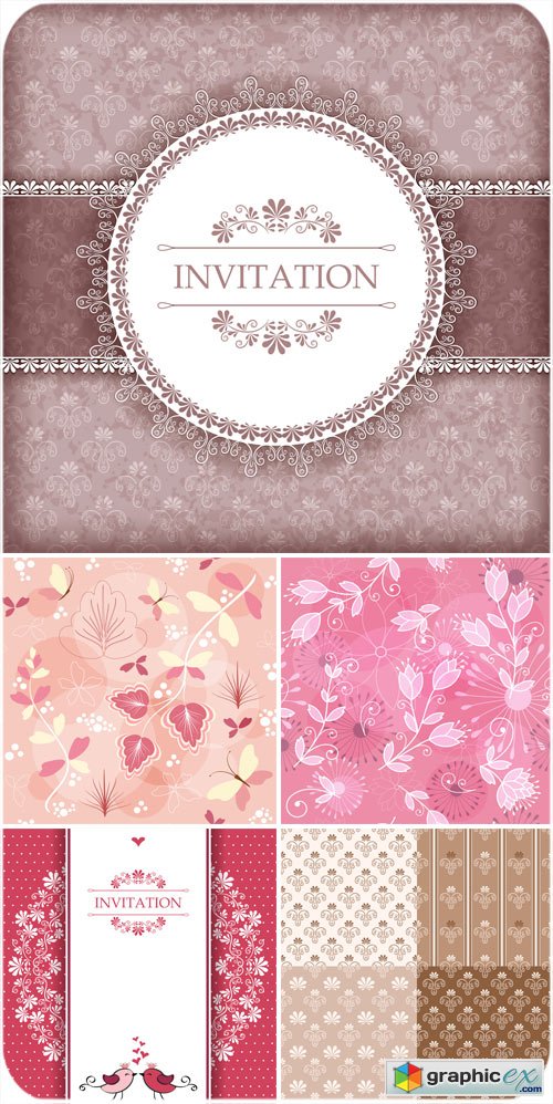 Invitations, beautiful floral backgrounds vector