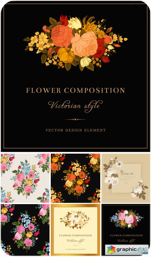 Vector background with flowers, Victorian style