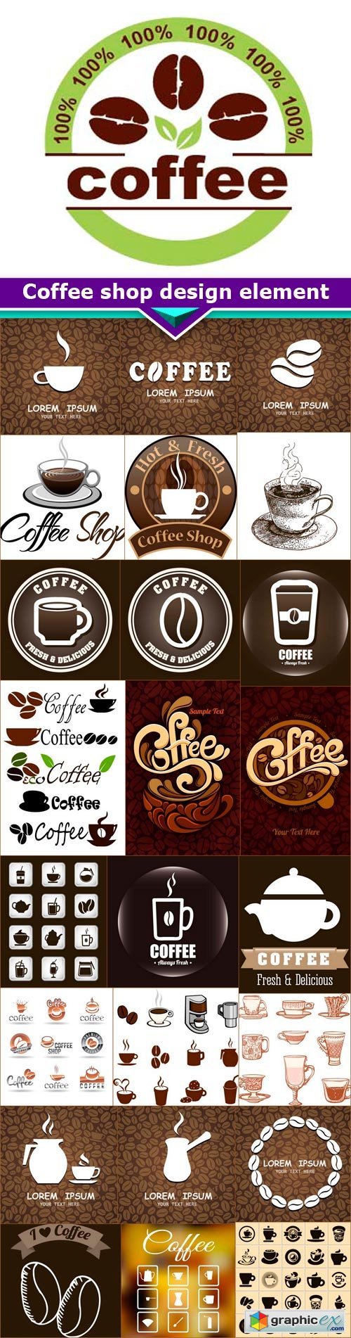 Coffee shop design element 25x EPS