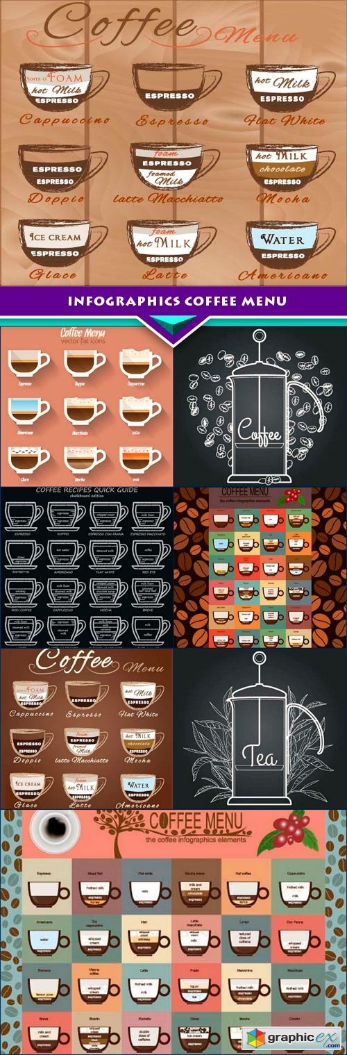 Infographics coffee menu 8x EPS