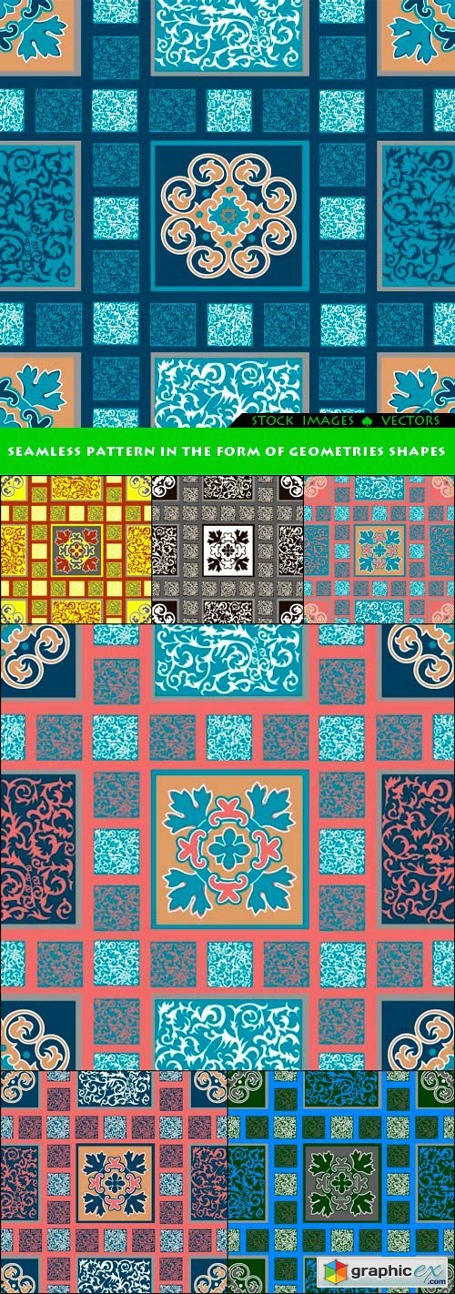 Seamless pattern in the form of geometries shapes 7x EPS