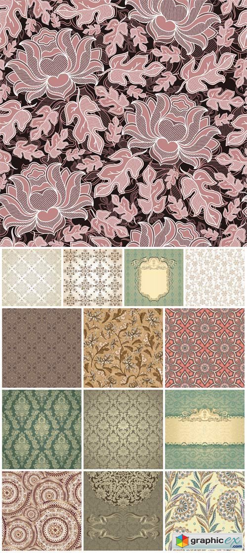 Vintage pattern, floral vector