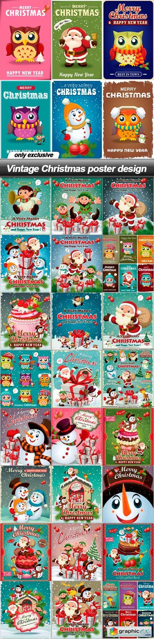 Vintage Christmas poster design - 25 EPS