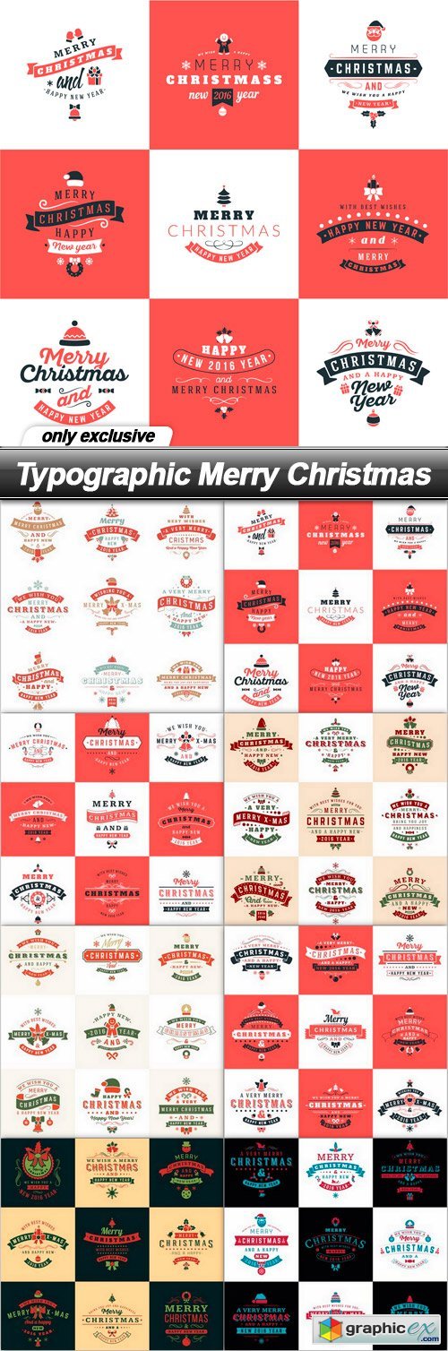Typographic Merry Christmas - 8 EPS
